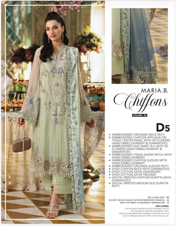 Maria B embroidered luxury chiffon 2026 unsticthed D5