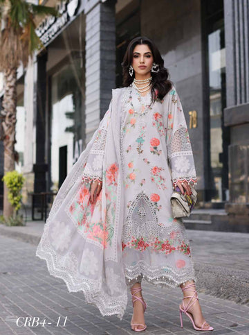Charizma lawn rang-e-bahar vol 02 3-PC Unstitched Printed Lawn Shirt with Embroidered Chiffon Dupatta and Trouser CRB4-11