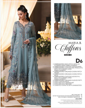 Maria B embroidered luxury chiffon 2026 unsticthed D4