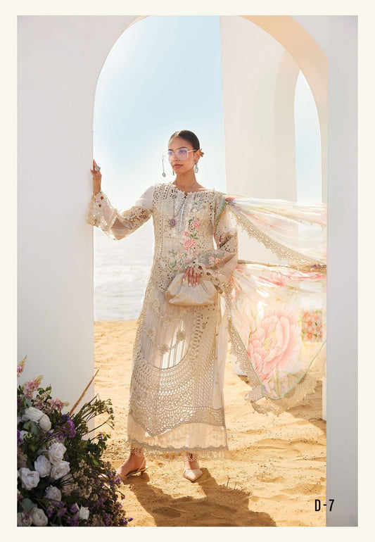 Maria B EID lawn 2025 3 Piece Unstitched Embroidered Organza Lawn Suit | EID LAWN-25-07