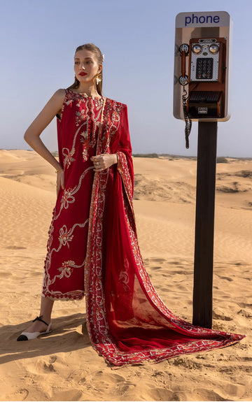 Crimson lawn twirls and ties D8 B