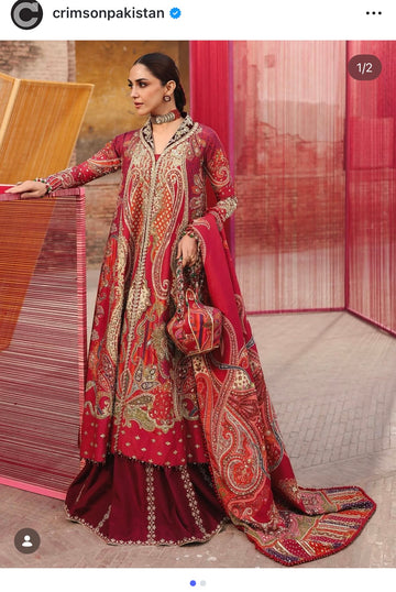 Crimson jhilmil wedding unstitched damini