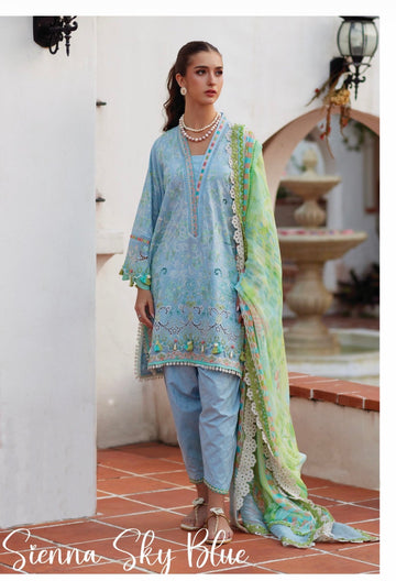 Farah Talib Aziz lawn Sienna Sky Blue