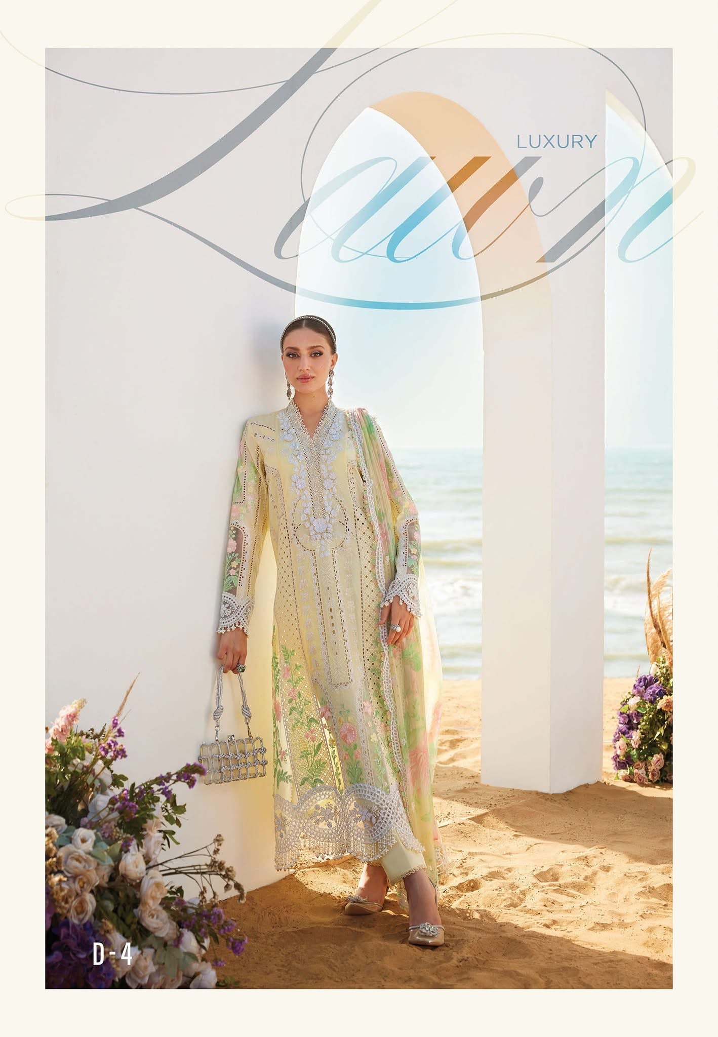 Maria B EID lawn 2025 3 Piece Unstitched Embroidered Organza Lawn Suit | EID LAWN-25-04