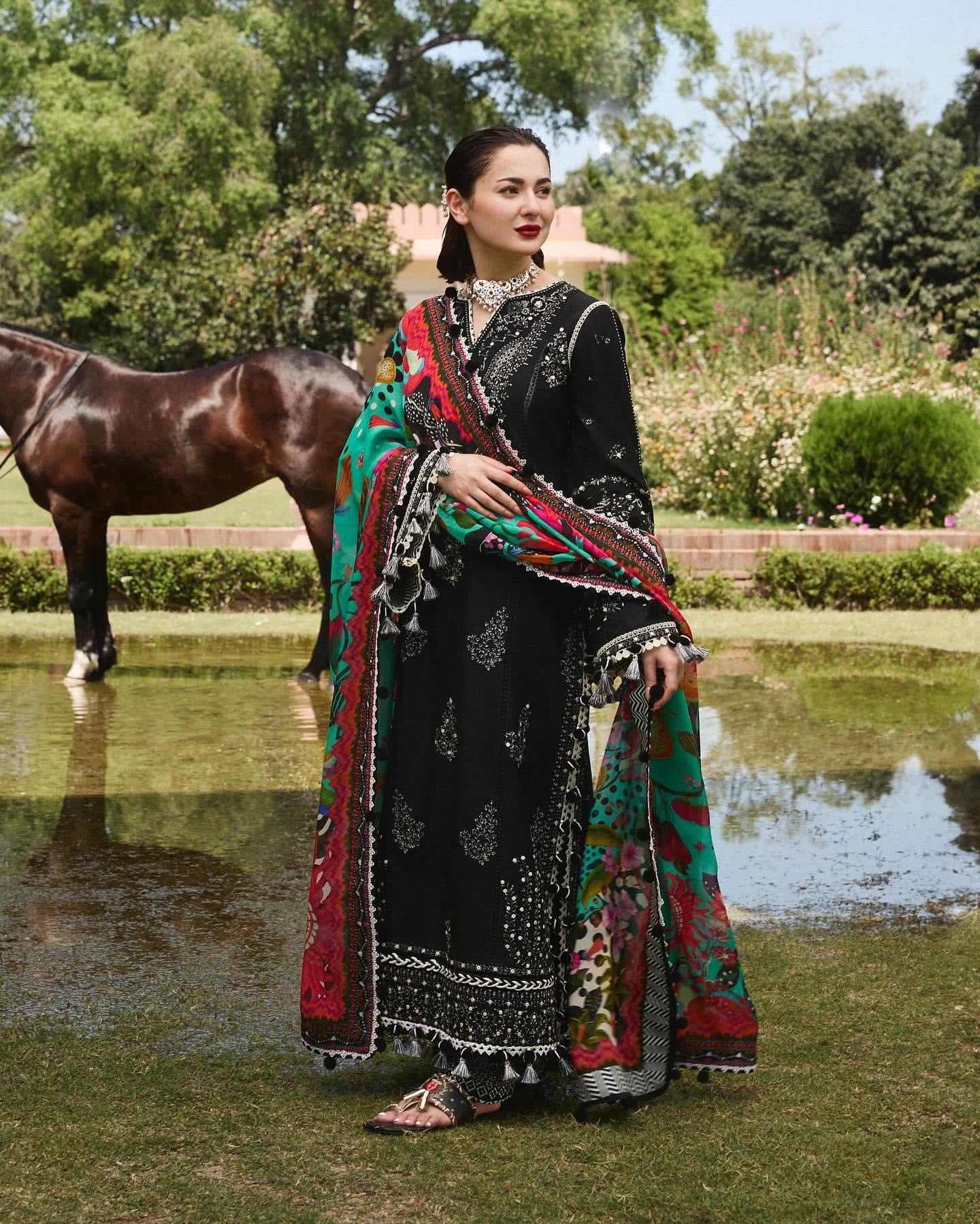 Hussain Rehar unsticthed SS/24 summer lawn rave black