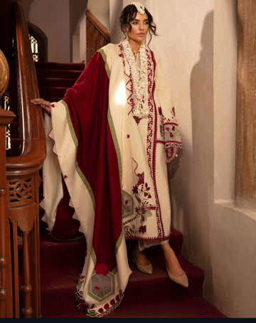 Crimson by Saira Shakira winter 2024  D6 musafi ivory