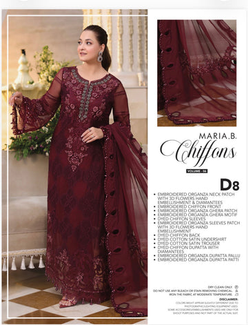 Maria B embroidered luxury chiffon 2026 unsticthed D8