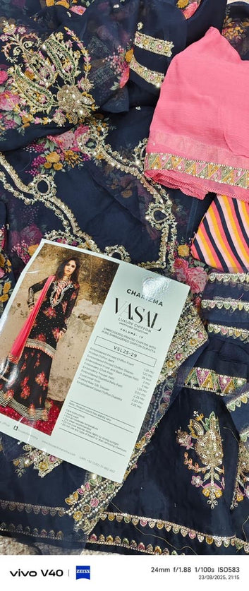 Charizma Vasal Embroidered Chiffon Unstitched 3Pc Suit VSL25-29 (Copy)