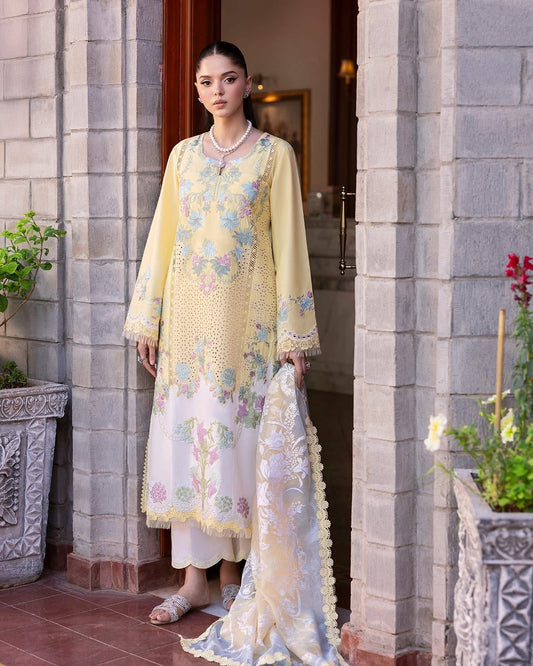 Saira Shakira bloom unsticthed lawn 2025 lawn LOTUS REVERIE 4-A