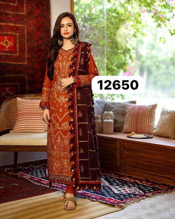 ASIM JOFA kasmiri tanka rust (3-PC)