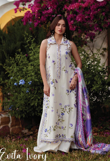 Farah Talib Aziz lawn Evita Ivory