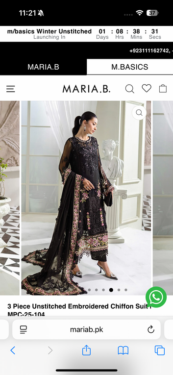 Maria B embroidered luxury chiffon 2025 unsticthed D4