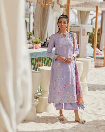 Farah Talib Aziz W E S luxury lawn unsticthed Liliana Lavender FTA-09