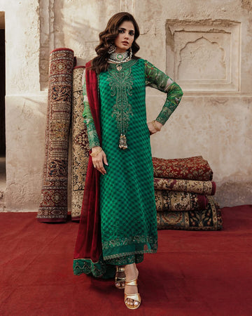 Charizma Vasal Embroidered Chiffon Unstitched 3Pc Suit green