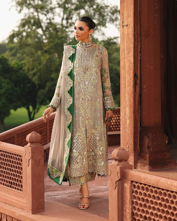 Charizma Vasal Embroidered Chiffon Unstitched 3Pc Suit golden