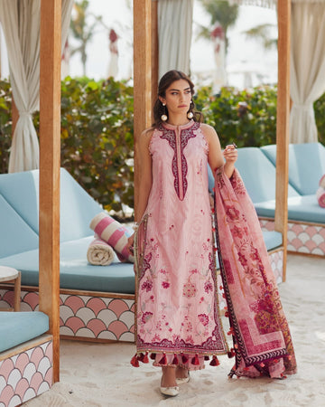 Farah Talib Aziz W E S luxury lawn unsticthed Pricsilla tea pink FTA-03