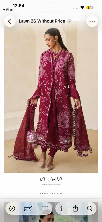 Suffuse by Sana Yasir Lawn eid edit 2026 vesira